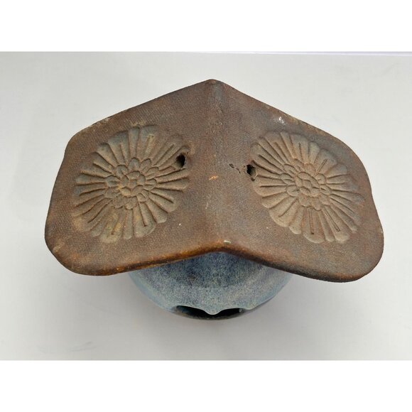 Handcrafted Pottery Birdhouse Heart Blue Cottagecore Farmhouse Garden Rustic - Picture 2 of 9